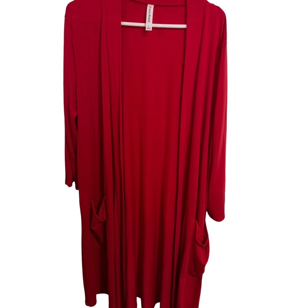 Zenana Outfitters Bright Red Open-Front Cardigan
